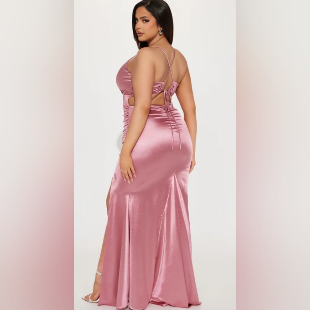 Fashion Nova Pink Backless Satin Dress